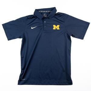 Nike Dri-FIT Michigan Wolverines Polo Shirt Youth XL Navy Blue Short Sleeve